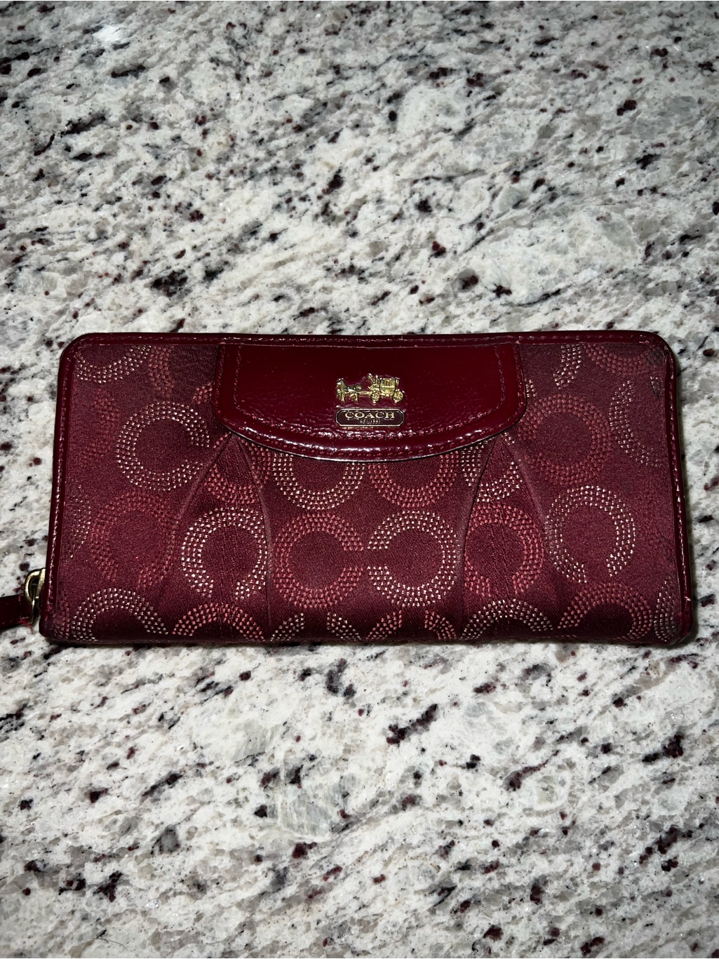 Coach Madison Dotted Accordion Zip Around Wallet - Crimson